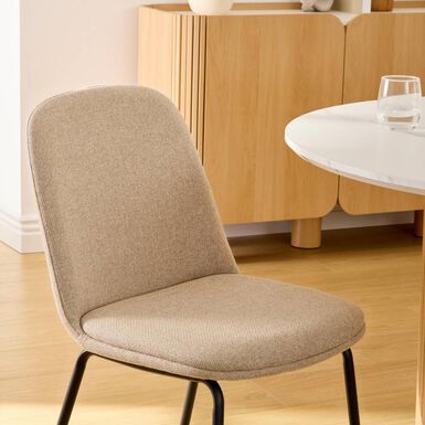 Silla de comedor beige de tela Eron 