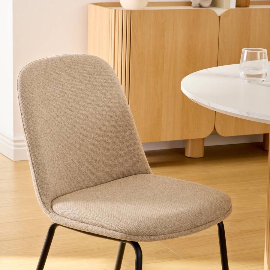 Silla de comedor beige de tela Eron 