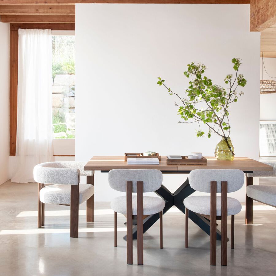 Silla de comedor efecto madera crema Velia 60x70x97cm Clau&Chloe