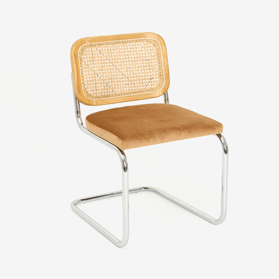 Silla de comedor de madera de olmo y ratán marron Leonor 47,5x63,5x82cm Clau&Chloe