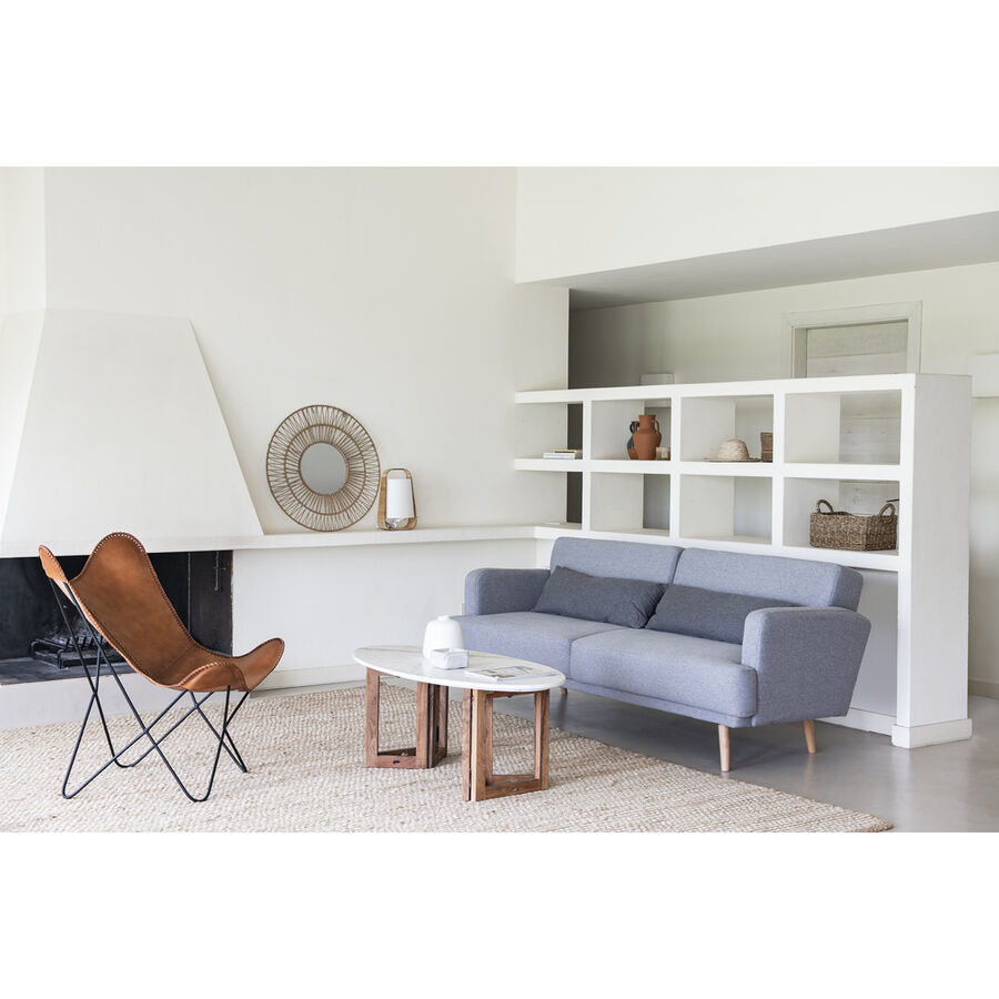 Silla mariposa de cuero marrón July 75x87x86cm