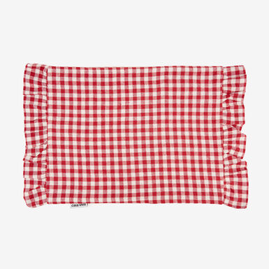 Mantel individual con volante rojo Vichy 32x45cm