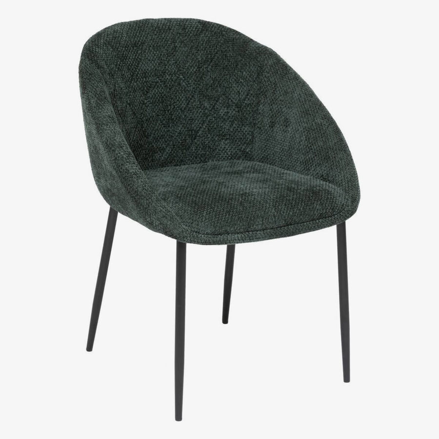 Silla de comedor verde de chenilla Ravel 