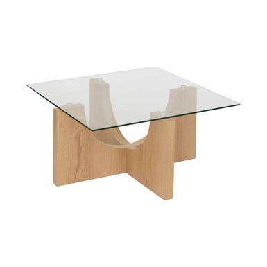 Mesa de centro de cristal y madera DM Milán 85x85x45cm