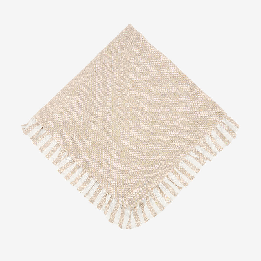 Funda de cojín de algodón volante beige Timoti 45x45cm