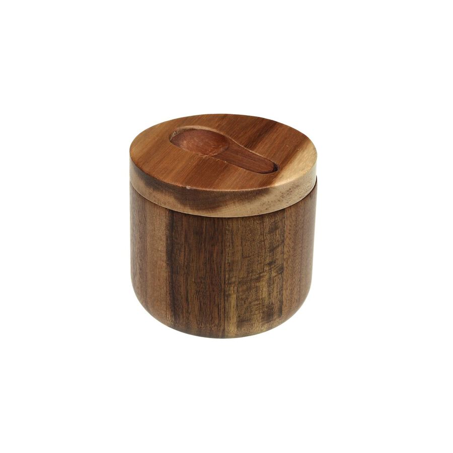 Tarro con cuchara de madera de acacia Ø10x10cm