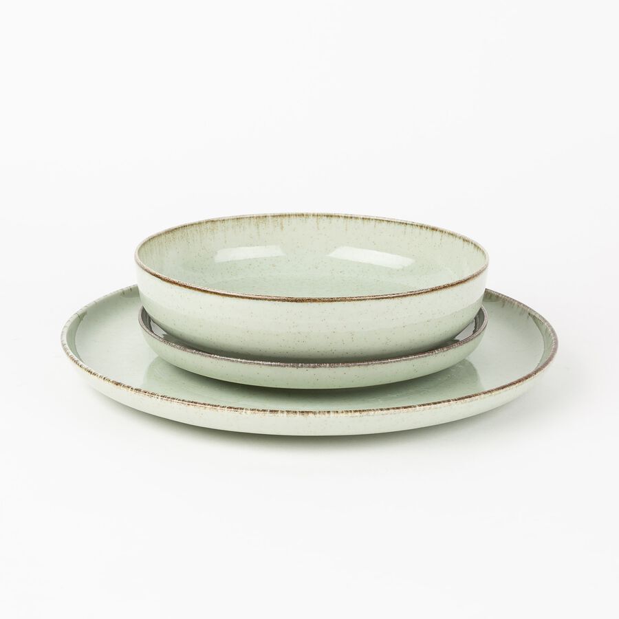 Vajilla de 12 piezas de porcelana verde Olite