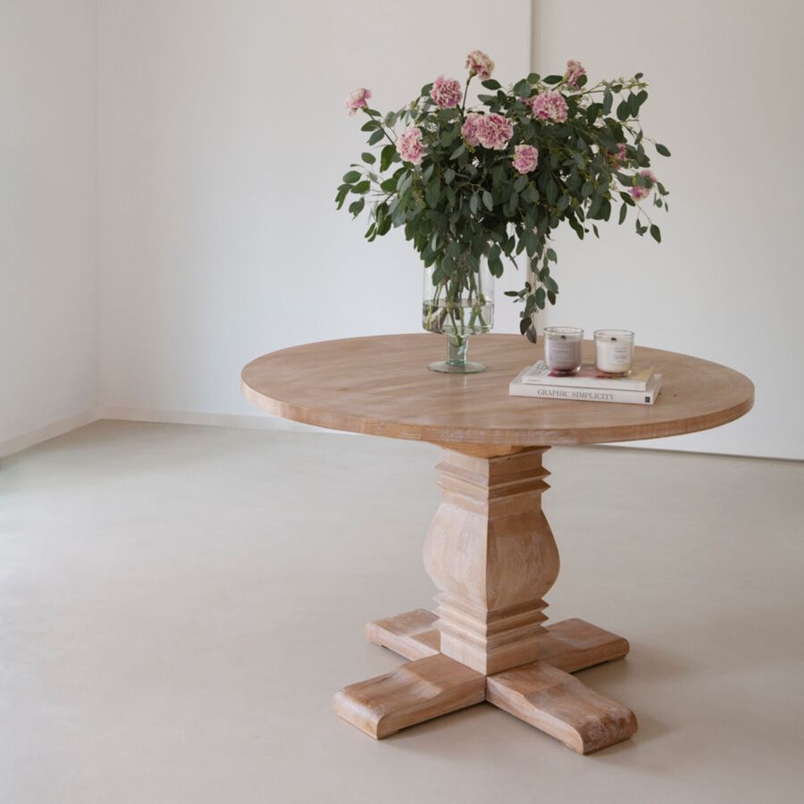 Mesa de comedor de madera de olmo Toulouse Ø120x76cm