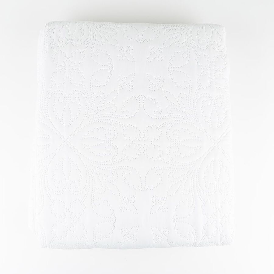 Colcha 240x260cm y 2 fundas de cojín color marfil