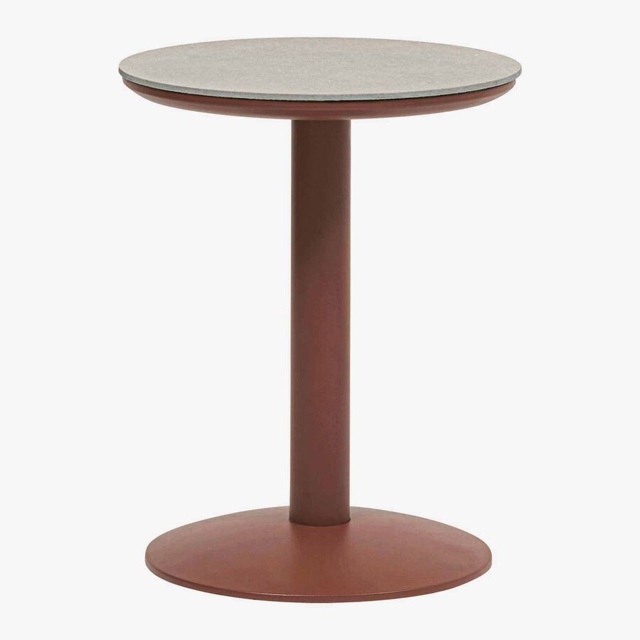 Mesa auxiliar de jard&iacute;n de acero caoba Solena &Oslash;40x50cm