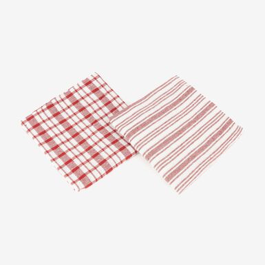 Set de 2 paños de algodón con rayas rojas Midson45x65cm