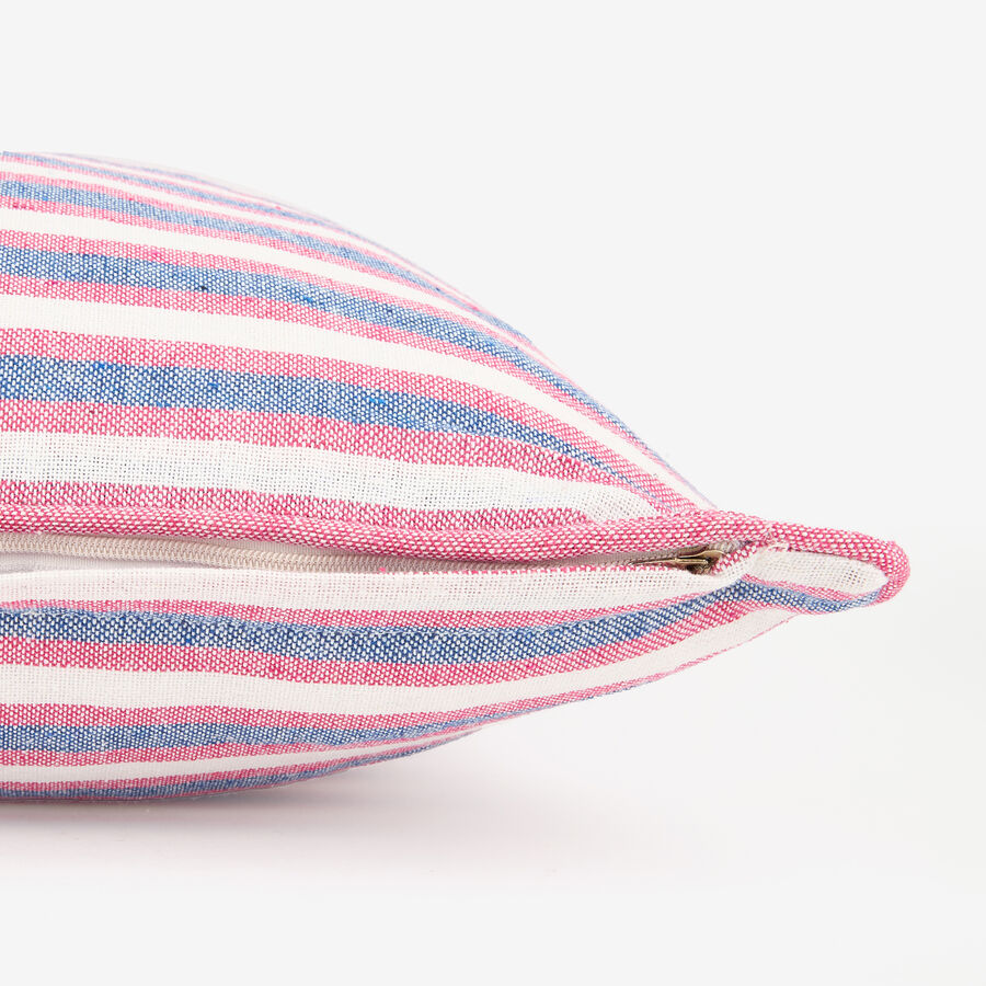 Funda de cojín de algodón rayas azules y rojas Marita 45x45cm