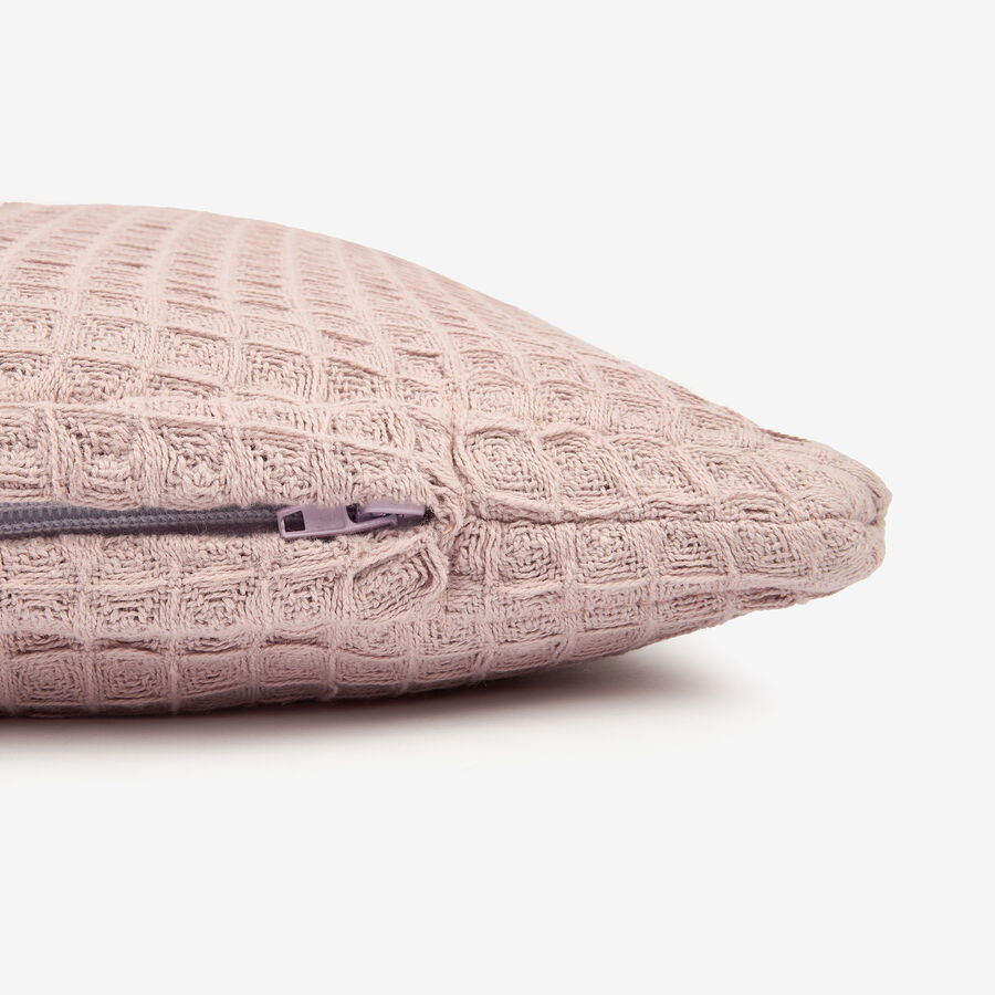 Coj&iacute;n de algod&oacute;n lila Waffle 30x50cm