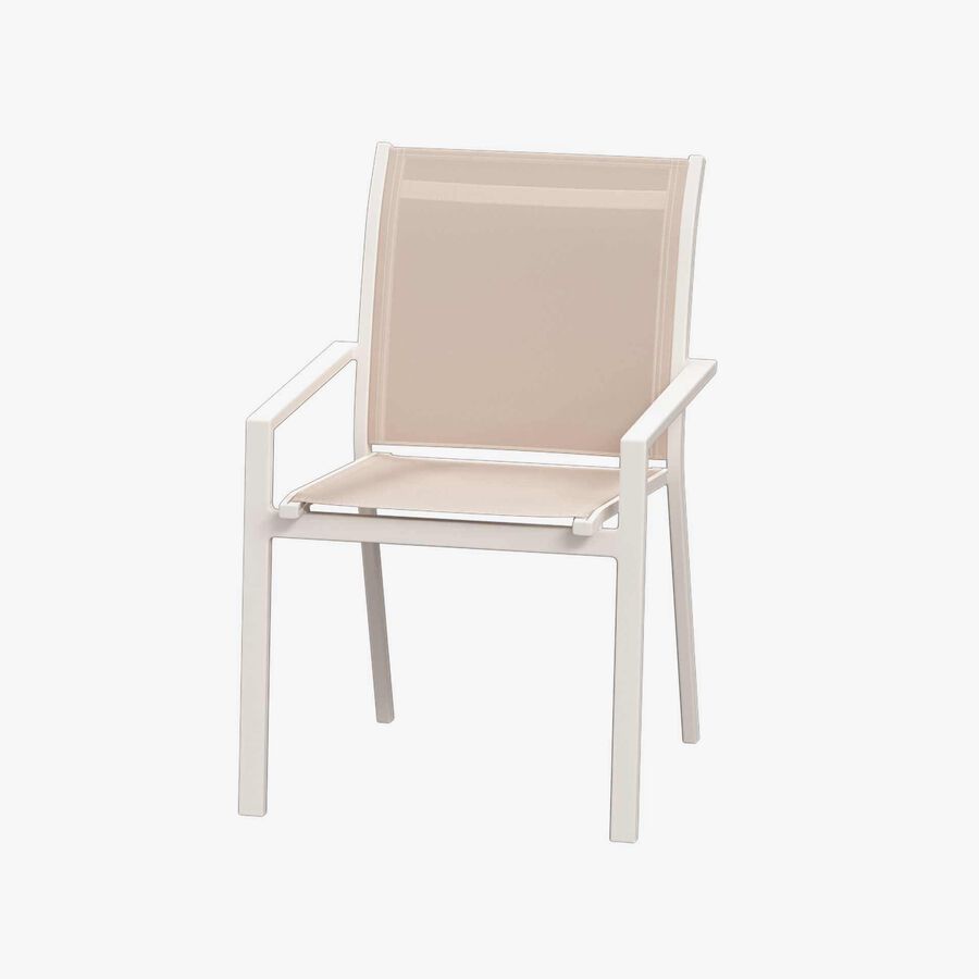 Silla de jard&iacute;n apilable de aluminio crema Essor 56x63x88cm