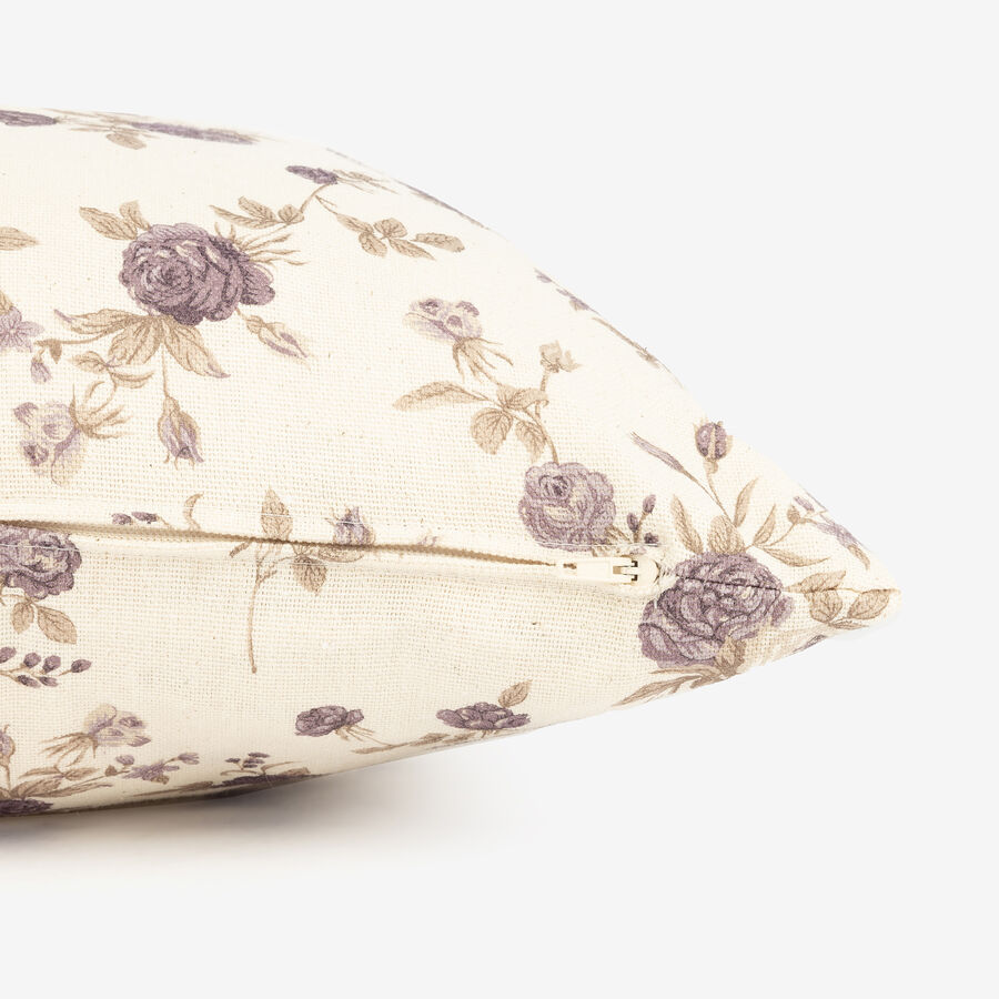 Funda de coj&iacute;n de algod&oacute;n reciclado floral morado 45x45cm