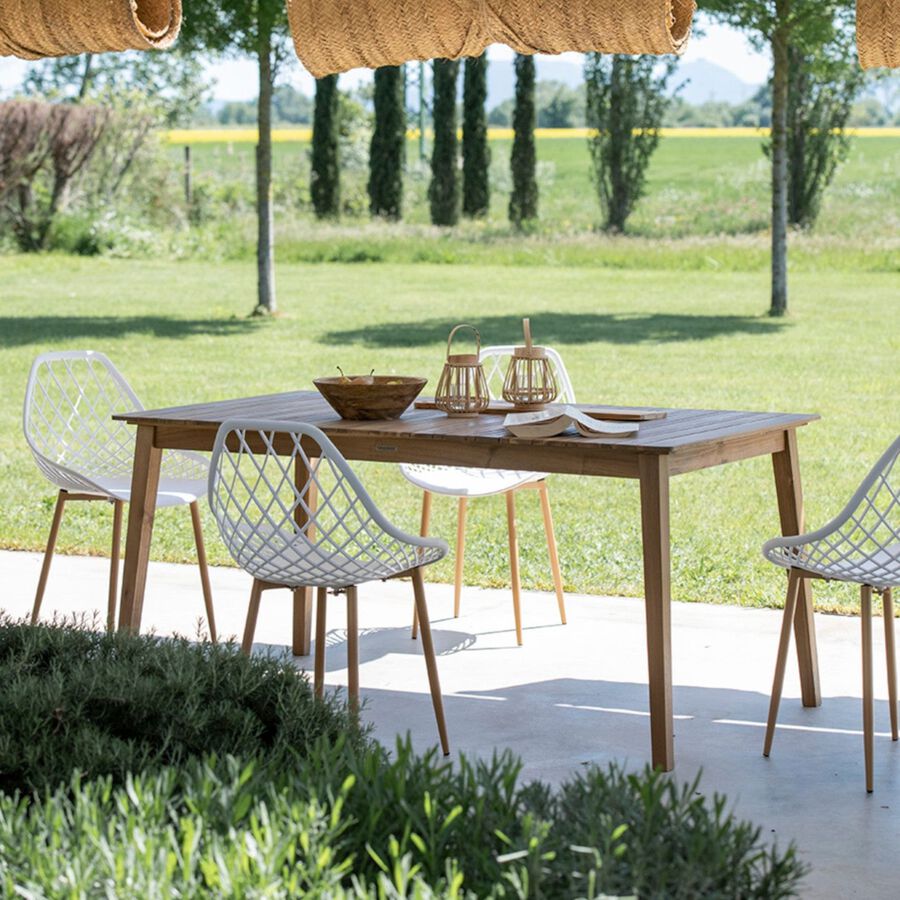 Mesa de jardín de madera de acacia Mykonos 160x90x75cm