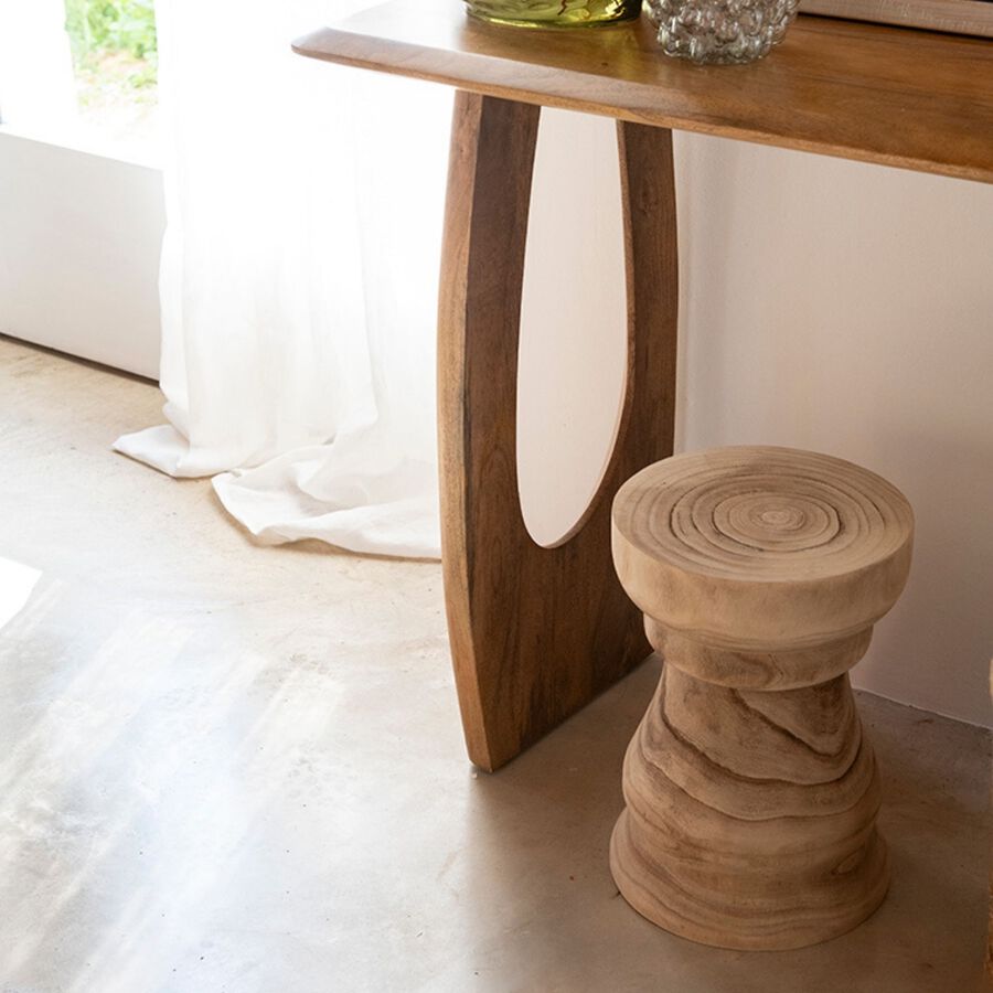 Mesa auxiliar de madera paulownia Adara &Oslash;28x40cm