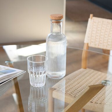 Botella de agua de vidrio rayas 1L