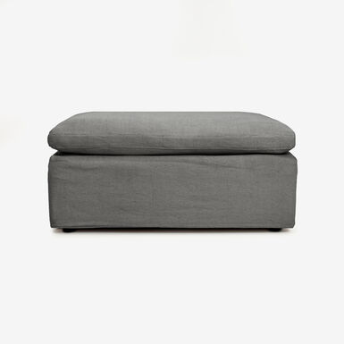 Puf de lino gris Aiden 95x95x45cm Clau&Chloe