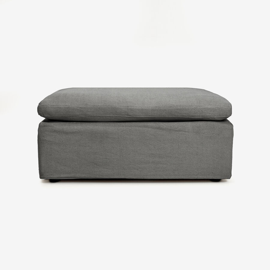 Puf de lino gris Aiden 95x95x45cm Clau&Chloe
