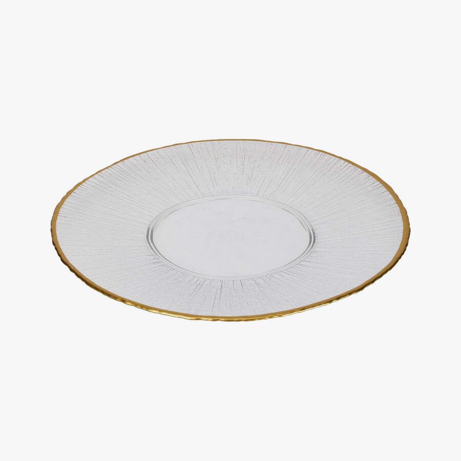 Plato llano de vidrio con filo dorado Lumiere 31cm