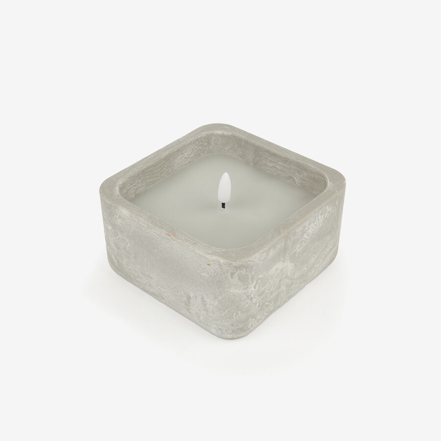 Vela LED en tarro de hormigón gris 13x13x7cm