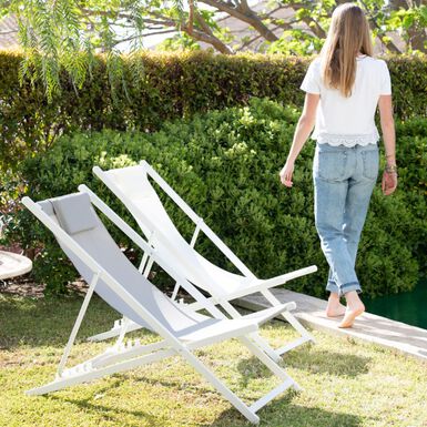 Hamaca reclinable de aluminio y textiline gris 104x58x76cm