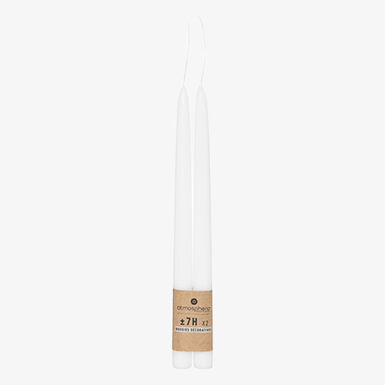 Set de 2 velas cancelabro blancas 30cm