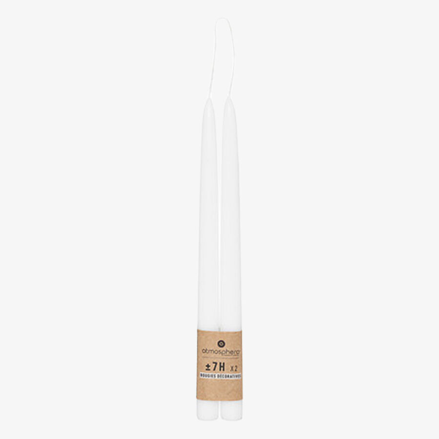 Set de 2 velas cancelabro blancas 30cm