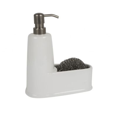 Dispensador de jab&oacute;n de cocina de cer&aacute;mica con estropajo 18,5x8x22cm