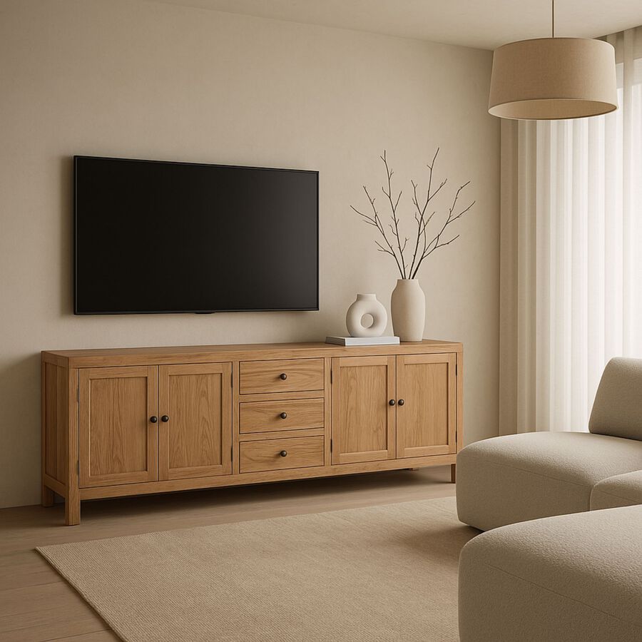 Aparador de madera de olmo reciclada N&aacute;poles 200x45x85cm