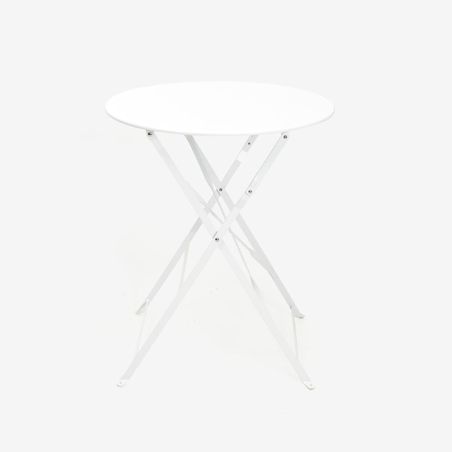 Set de jard&iacute;n plegable de mesa y 2 sillas de acero blanco Bistro