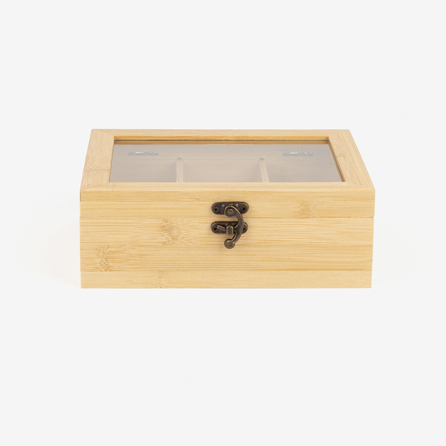 Caja de t&eacute; de bamb&uacute; con 6 compartimentos 21x16cm