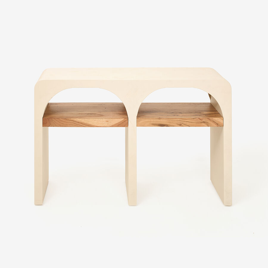 Aparador de microcemento y madera de acacia Kurli 120x35x76cm Clau&Chloe