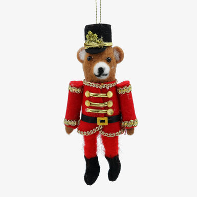 Adorno colgante de osito soldado rojo de fieltro 15cm