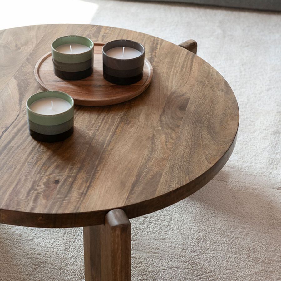 Mesa de centro de madera de mango Polanco Ø80x35cm Clau&Chloe