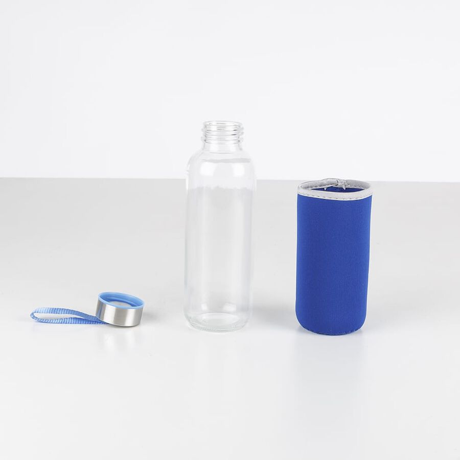 Botella de vidrio con funda azul Temel 40cl