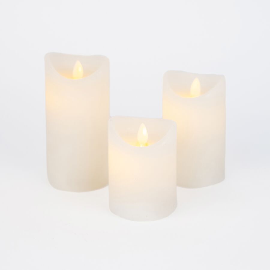 Set de 3 velas LED marfil con Mando Ø7cm