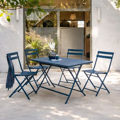 Mesa de jard&iacute;n plegable de acero azul Dixie 110x70x71cm