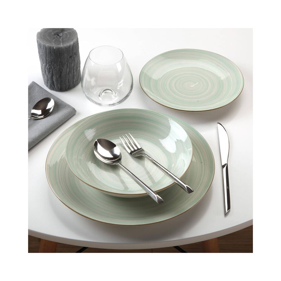 Vajilla de porcelana de 18 piezas verde Alaia