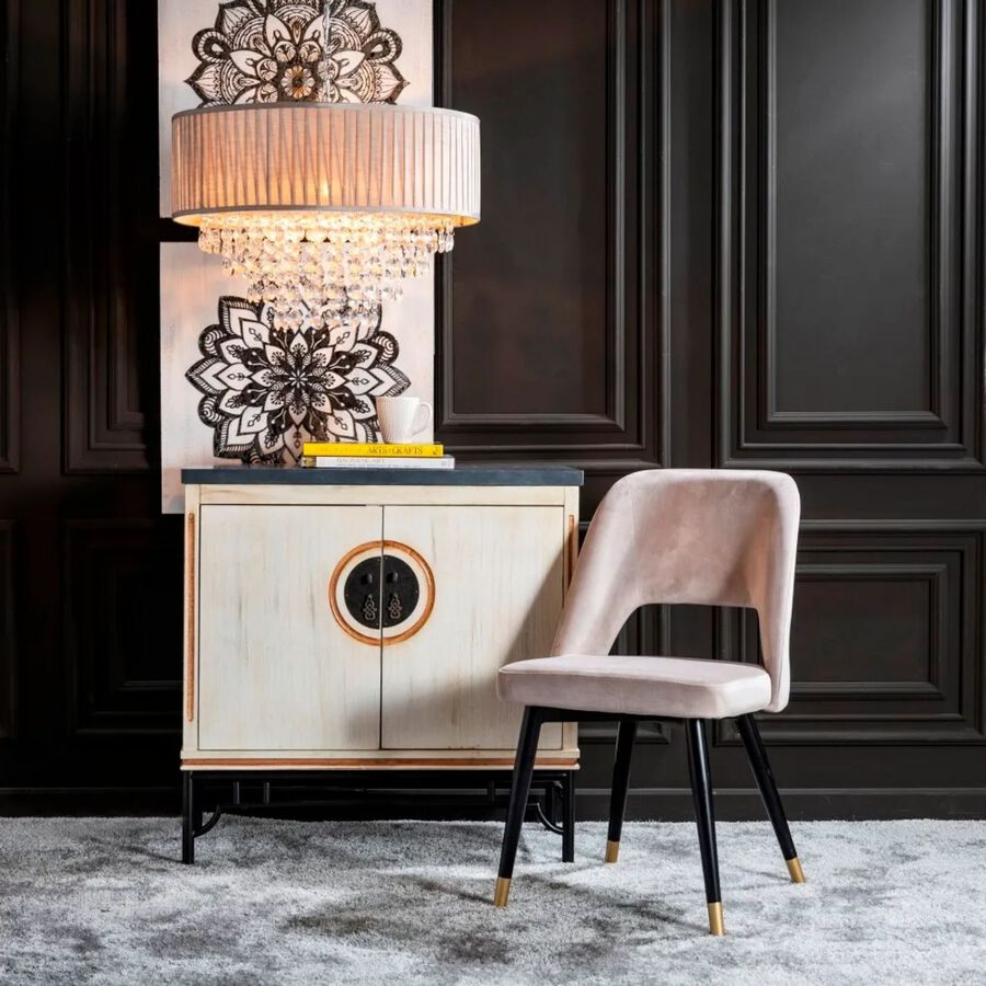 Set de 2 sillas de comedor velvet gris Mayah 56x49x83cm