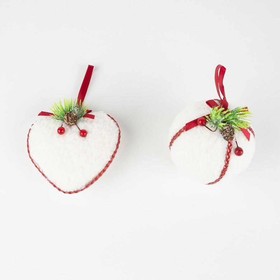 Adorno colgante Corazón de peluche blanco 9cm