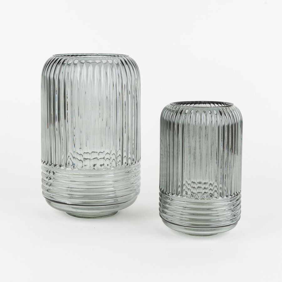 Jarrón de cristal gris Huise Ø12x18cm