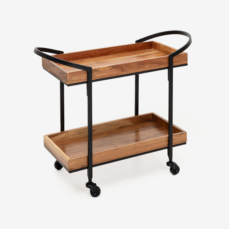 Camarera de madera de acacia y metal negro Jal 68x33x71cm