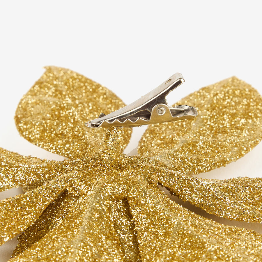 Set de 2 adornos colgantes Poinsettias con clip doradas &Oslash;15cm