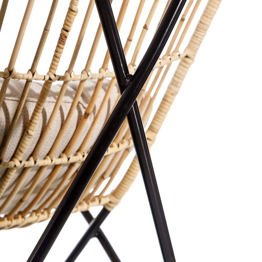 Butaca de fibras naturales y metal con cojín 76x76x87cm