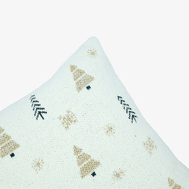 Funda de coj&iacute;n blanca con &aacute;rboles de Navidad Snowy 45x45cm