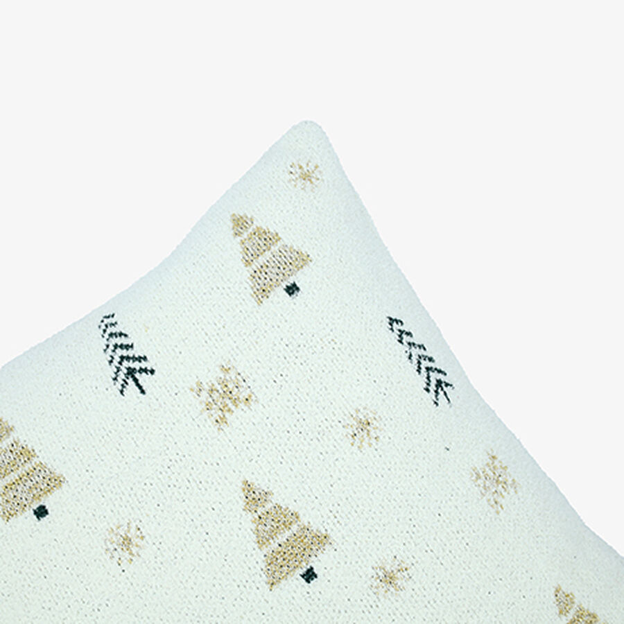 Funda de coj&iacute;n blanca con &aacute;rboles de Navidad Snowy 45x45cm