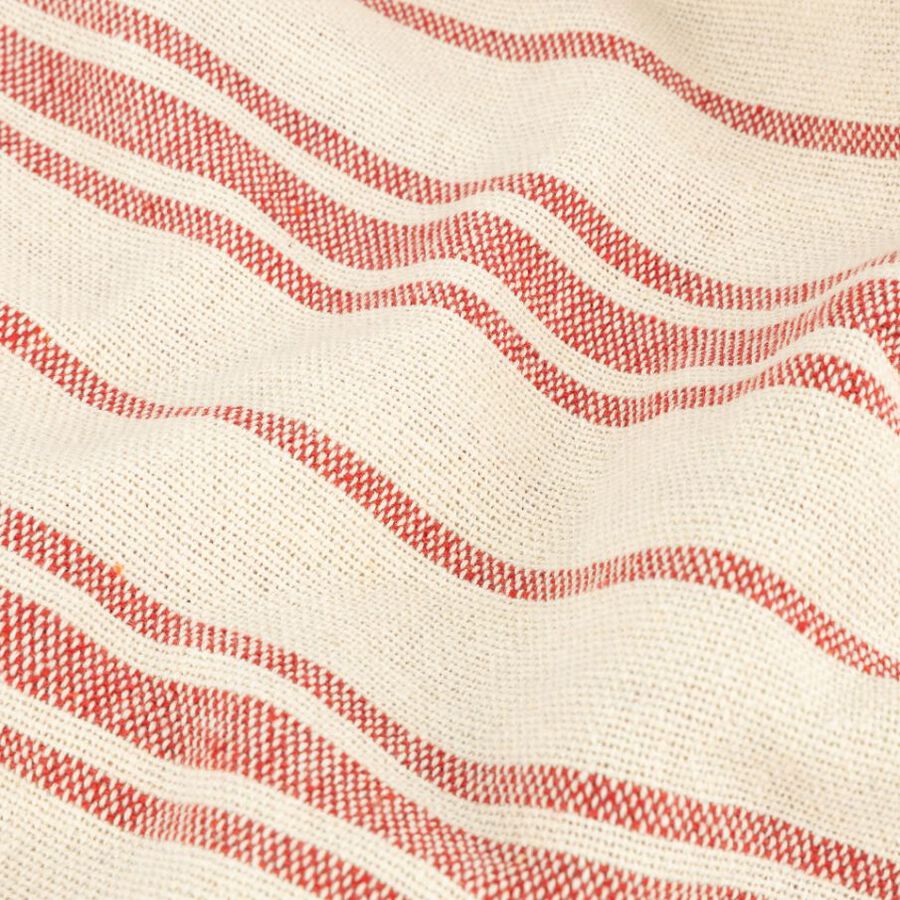 Plaid de algod&oacute;n con rayas rojas Niza 125x150cm