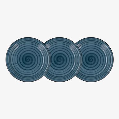 Set de 3 platos de postre azules de cer&aacute;mica Azura &Oslash;19cm